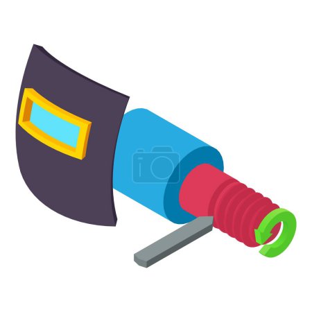 Illustration for Protective equipment icon isometric vector. Welder mask and thread cutting icon. Professional equipment, repair and construction work - Royalty Free Image