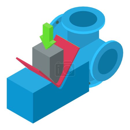 Illustration for Industrial manufacturing icon isometric vector. Bending machine, cross pipe icon. Professional equipment, construction, manufacturing - Royalty Free Image
