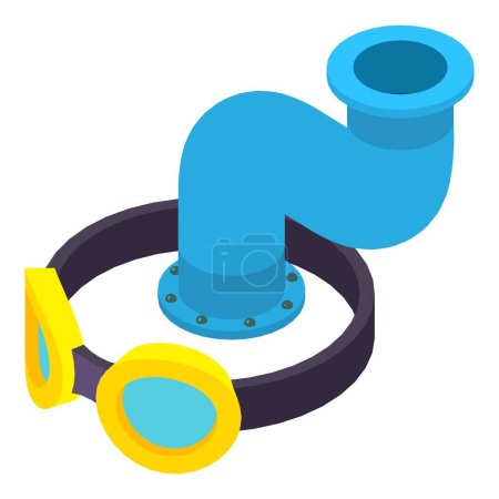 Illustration for Industrial equipment icon isometric vector. Protective glasses, connection pipe. Steel industry, metallurgy, protective equipment - Royalty Free Image