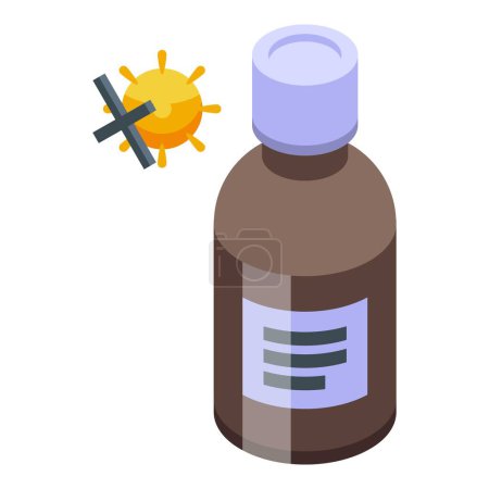 Illustrazione per Flacone di sciroppo antivirale icona vettore isometrico. Virus della medicina. Vaso sanitario - Immagini Royalty Free