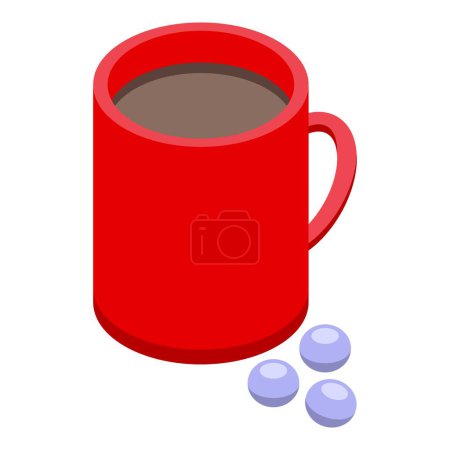 Illustration pour Tasse à thé chaud antiviral icône vecteur isométrique. Vaccin médicinal. Traitement du virus - image libre de droit