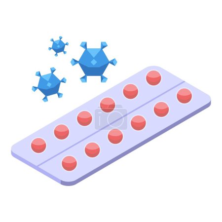 Illustration pour Icône de pilule antivirus vecteur isométrique. Virus médicinal. Remède de santé - image libre de droit