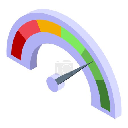 Illustration for Gauge satisfaction level icon isometric vector. Happy score. Smile scale - Royalty Free Image