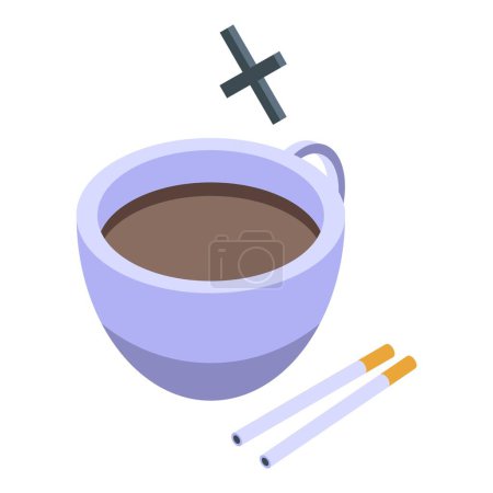 Ilustración de Ataque de pánico icono de fumar café vector isométrico. Miedo a la ansiedad. Ira mental - Imagen libre de derechos