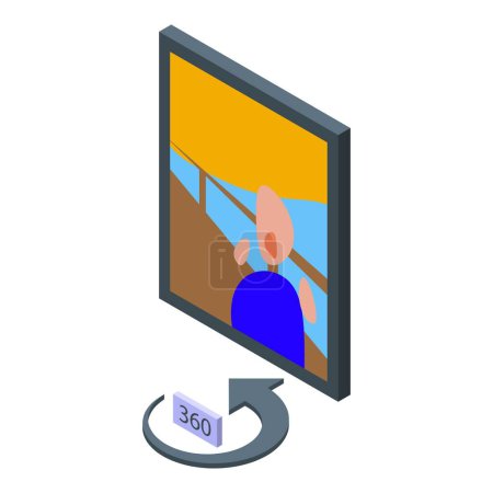 Ilustración de Galería virtual icono de la visita vector isométrico. Vídeo en línea. Paseo digital - Imagen libre de derechos