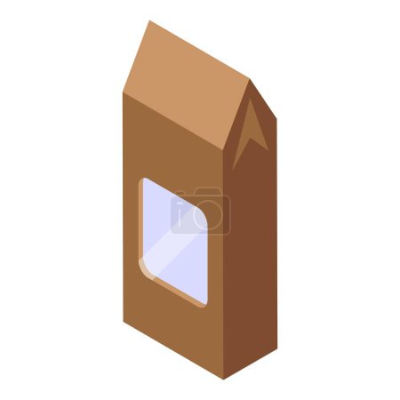 Ilustración de Eco bolsa de papel icono vector isométrico. Un paquete de bocadillos. Patata de caramelo - Imagen libre de derechos
