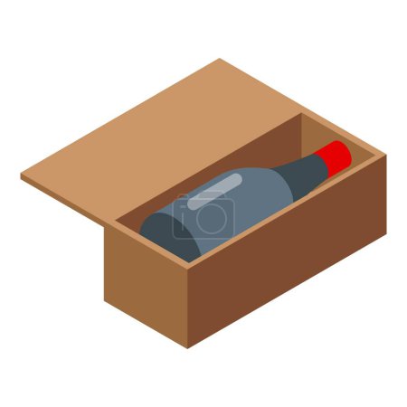 Ilustración de Icono de caja de botella de vino vector isométrico. Un cóctel de cristal. Tenencia de alcohol - Imagen libre de derechos