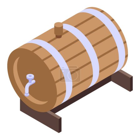 Illustration for Wood wine bottle icon isometric vector. Party alcohol. Woman cheers - Royalty Free Image