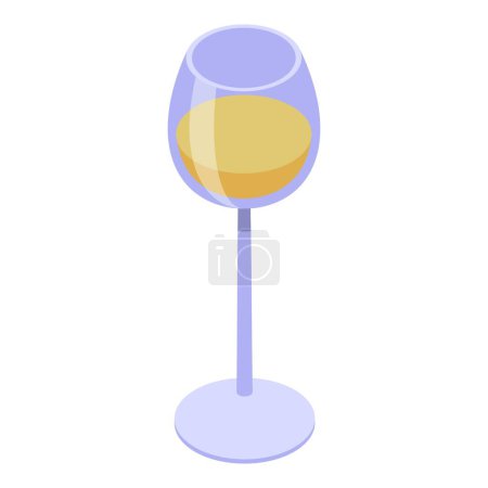 Illustration for Yellow wine glass icon isometric vector. Sommelier alcohol. Woman party - Royalty Free Image
