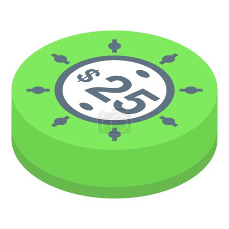 Illustration for Green casino chips icon isometric vector. Card poker. Flush royale - Royalty Free Image