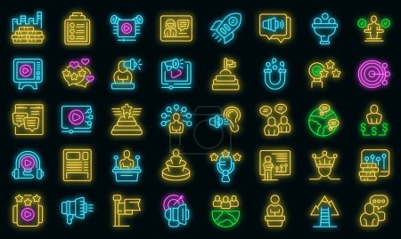 Illustration for Key opinion leader icons set outline vector. Key strategy. Business leadership vector neon - Royalty Free Image