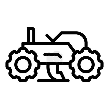 Téléchargez les illustrations : Vecteur de contour d'icône de machine de cultivateur. Tracteur agricole. Tondeuse à gazon - en licence libre de droit