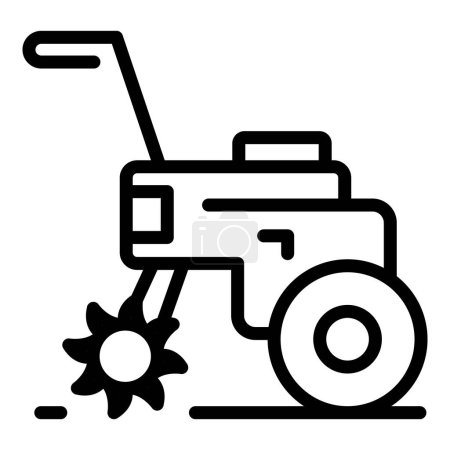 Téléchargez les illustrations : Jardin cultivateur icône contour vecteur. Combinez l'équipement. Jardinier - en licence libre de droit