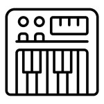 Electronic synthesizer icon outline vector. Dj pia...