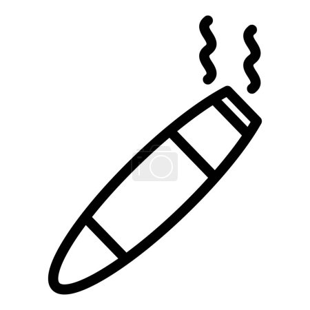 Téléchargez les illustrations : Vecteur de contour d'icône de cigare roulé. Fumée de cigarette. Tuyau de forme - en licence libre de droit
