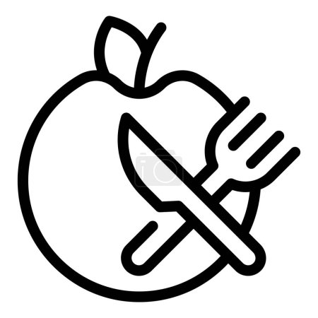 Téléchargez les illustrations : Apple Diet icône contour vecteur. Corps métabolique. Nutrition humaine - en licence libre de droit