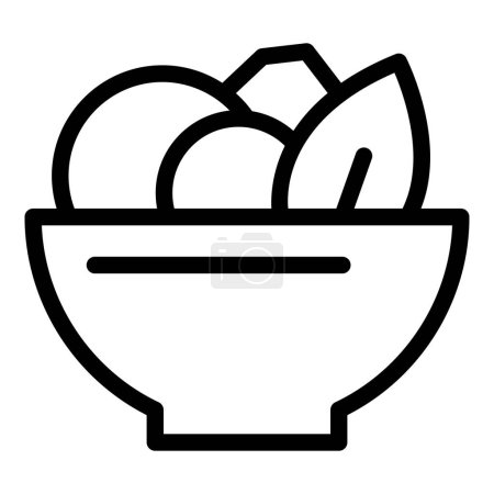 Téléchargez les illustrations : Vecteur de contour d'icône bol alimentaire. Régime métabolique. Nutrition énergétique - en licence libre de droit