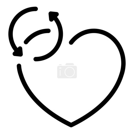 Téléchargez les illustrations : Vecteur de contour d'icône de travail cardiaque. Le système humain. Énergie corporelle - en licence libre de droit