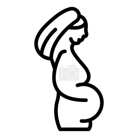 Ilustración de Mujer embarazada icono contorno vector. Cuidado del bebé. Dormir - Imagen libre de derechos