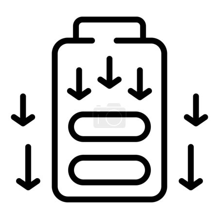 Ilustración de Icono de energía de batería baja contorno vector. Reducción del estrés. Salud tranquila. - Imagen libre de derechos