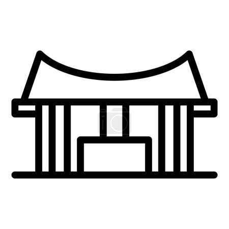 Téléchargez les illustrations : Jakarta icône emblématique contour vecteur. Les moines de la ville. Célébration Skyline - en licence libre de droit