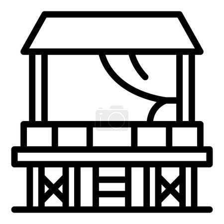 Illustration for Summer cabin icon outline vector. House forest. Beach boat - Royalty Free Image