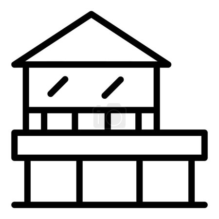 Illustration for Seaside house icon outline vector. Cabin forest. Swamp game - Royalty Free Image