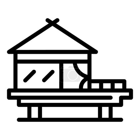 Illustration for Bungalow icon outline vector. House cabin. Forest stilt - Royalty Free Image