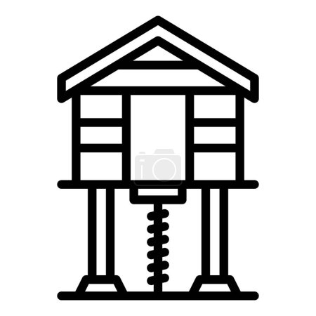 Illustration for Beach house cabin icon outline vector. Forest stilt. Hut swamp - Royalty Free Image