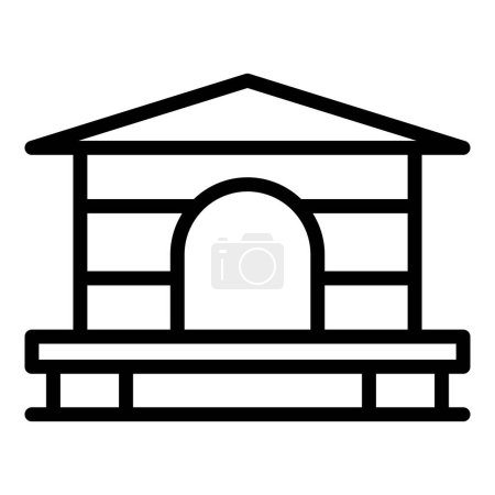 Illustration for Summer wood house icon outline vector. Forest cabin. Island house - Royalty Free Image