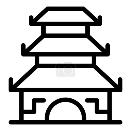 Téléchargez les illustrations : Sanctuaire pagode icône contour vecteur. Temple chinois. Temple ville - en licence libre de droit