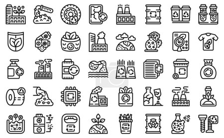 Illustration for Chemical recycling icons set outline vector. Garbage bin. Waste disposal - Royalty Free Image