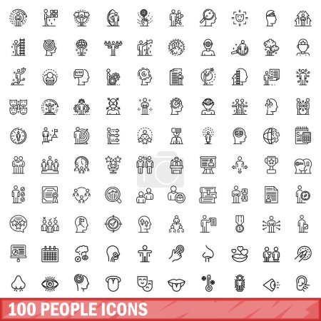 Illustration for 100 people icons set. Outline illustration of 100 people icons vector set isolated on white background - Royalty Free Image