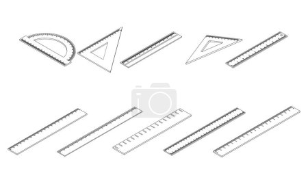 Illustration for Ruler icons set. Isometric set of ruler vector icons outline isolated on white background - Royalty Free Image