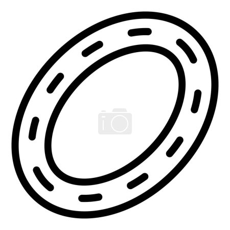Téléchargez les illustrations : Vecteur de contour d'icône ovale d'hippodrome. Circuit de démarrage. Voiture route - en licence libre de droit