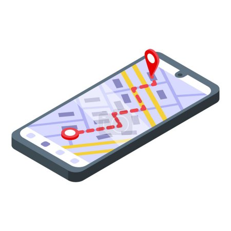 Illustration for Route store locator icon isometric vector. Shop retail map. Online market - Royalty Free Image