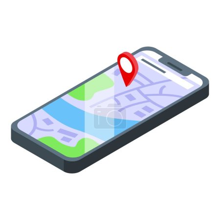Illustration for Smartphone store locator icon isometric vector. Shop retail. Location mobile - Royalty Free Image
