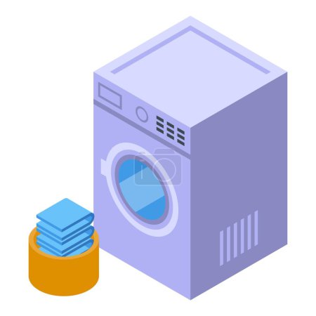 Téléchargez les illustrations : Services de soins à domicile icône machine à laver vecteur isométrique. Santé des seniors. Aide au soutien - en licence libre de droit