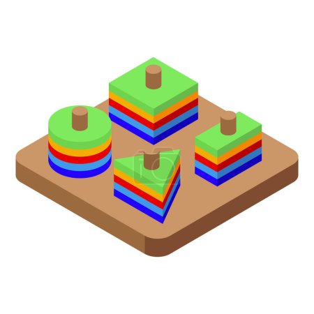 Illustration for Wooden toy icon isometric vector. Early education. Baby class - Royalty Free Image