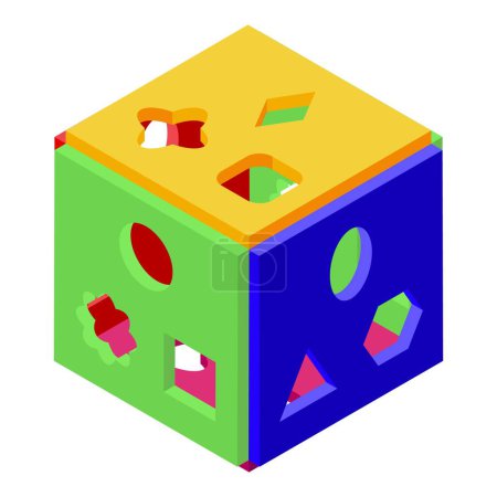 Illustration for Cube kid toy icon isometric vector. Early education. Child class - Royalty Free Image