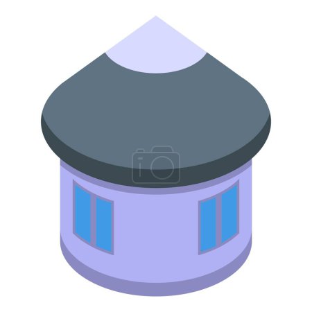 Illustration for Round bungalow icon isometric vector. Beach house. Island cabin - Royalty Free Image