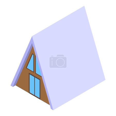 Illustration for Window bungalow icon isometric vector. Beach house. Island cabin - Royalty Free Image