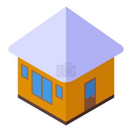 Illustration for Summer cabin icon isometric vector. Beach bungalow. House sea - Royalty Free Image