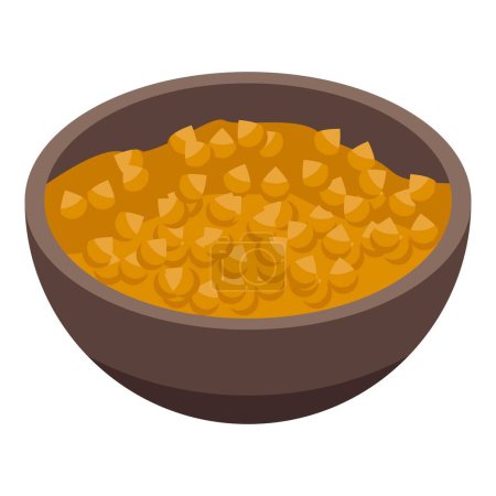 Illustration for Zinc bowl food icon isometric vector. Mineral iron. Calcium rich - Royalty Free Image