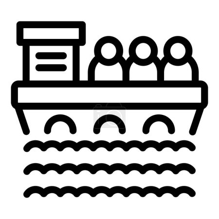 Ilustración de Icono de migración de la nave contorno vector. Gente migrante. Buscador de ayuda - Imagen libre de derechos