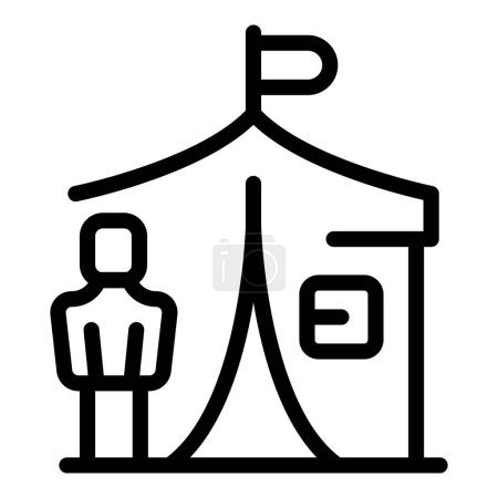 Ilustración de Icono de asilo tienda contorno vector. Refugiado migrante. Buscador de ayuda - Imagen libre de derechos