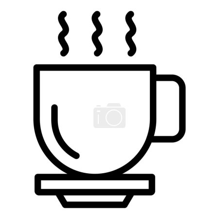 Téléchargez les illustrations : Vecteur de contour icône tasse de café chaud. Une épicerie. Café d'affaires - en licence libre de droit