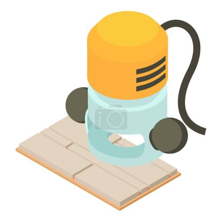 Illustration for Industrial tool icon isometric vector. Wired plunge router and floor tiles icon. Electric equipment, construction and repair work - Royalty Free Image