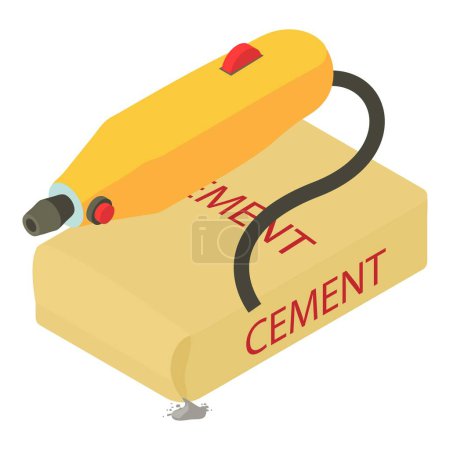 Illustration for Soldering tool icon isometric vector. Soldering iron equipment, cement bag icon. Solder gun, construction and repair work - Royalty Free Image