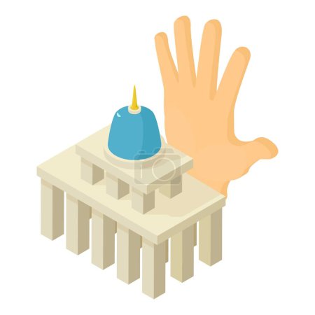 Illustration for Democracy concept icon isometric vector. Legislature building, open human palm. Capitol building, legislature - Royalty Free Image